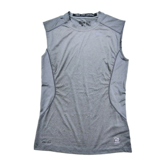 Nike Other - Nike Pro Combat Fitted Sleeveless Tank Top Gray Mens Mesh Small Dri Fit Athletic